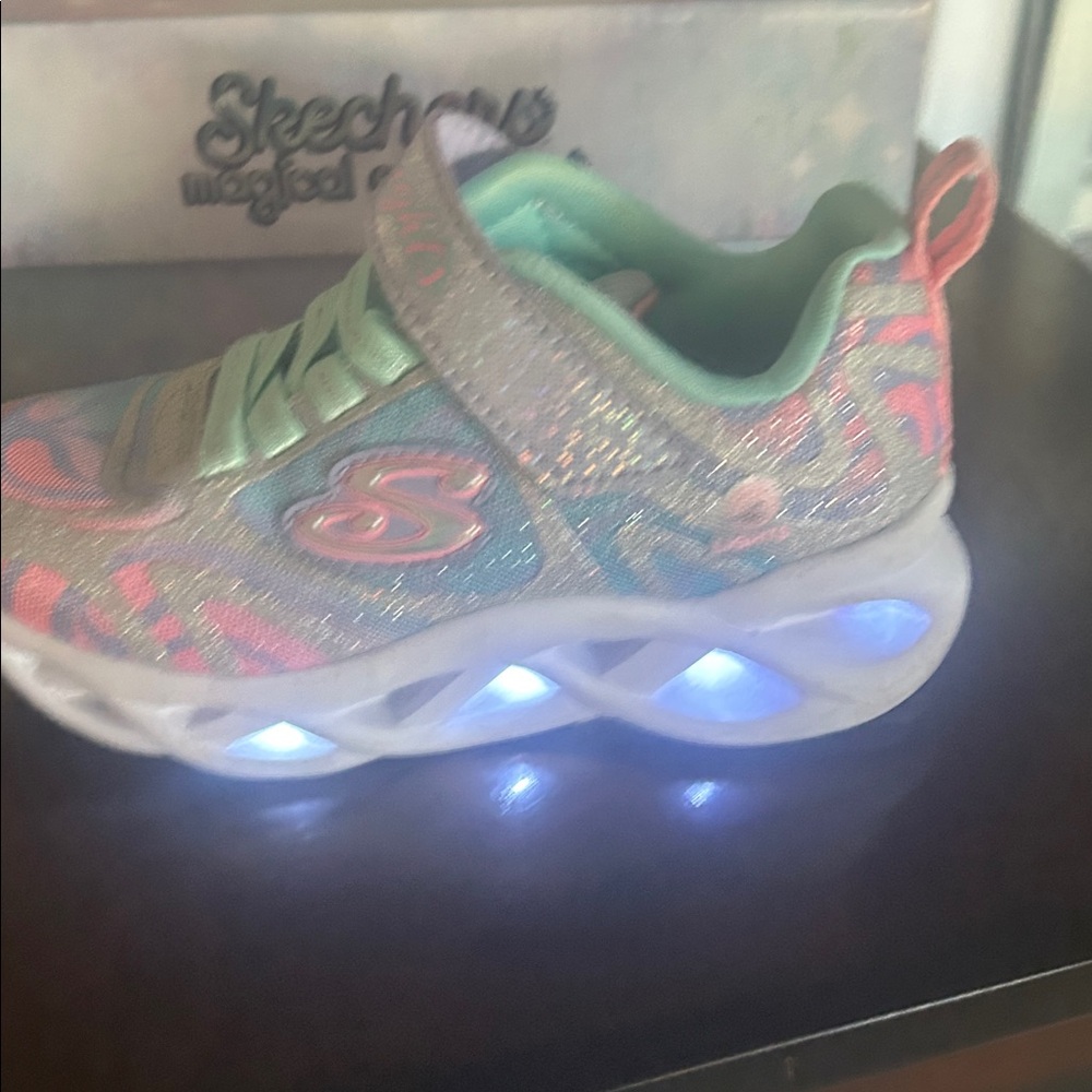 Skechers Kids' Sparkle Light-Up Sneakers - Pink and Blue - Picture 9 of 12